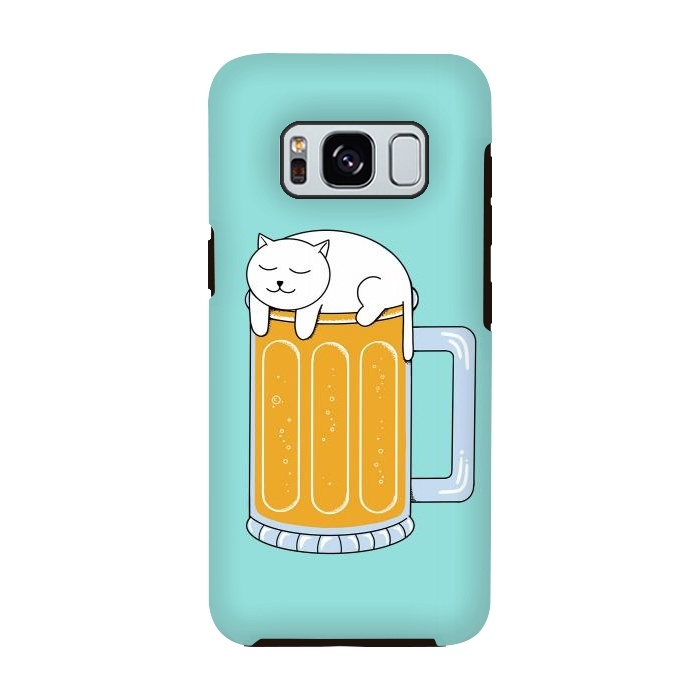 Galaxy S8 StrongFit Cat Beer Green by Coffee Man