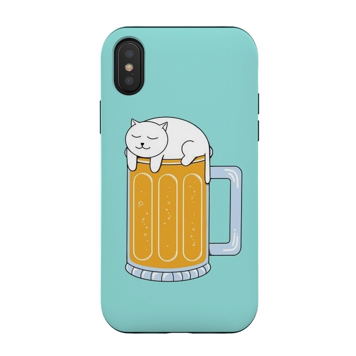 iPhone Xs / X StrongFit Cat Beer Green by Coffee Man