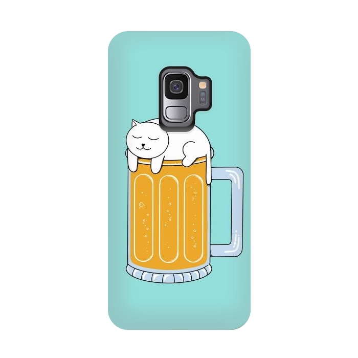 Galaxy S9 StrongFit Cat Beer Green by Coffee Man