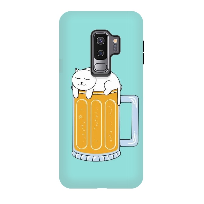 Galaxy S9 plus StrongFit Cat Beer Green by Coffee Man
