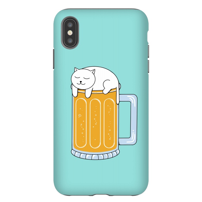 iPhone Xs Max StrongFit Cat Beer Green by Coffee Man