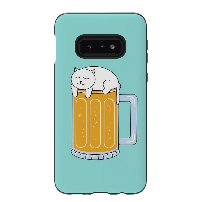 Galaxy S10e StrongFit Cat Beer Green by Coffee Man