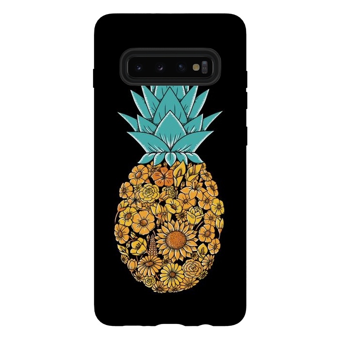 Galaxy S10 plus StrongFit Pineapple Floral by Coffee Man