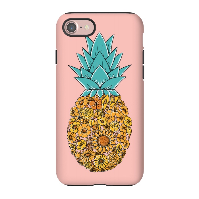 iPhone 7 StrongFit Pineapple Floral Pink by Coffee Man
