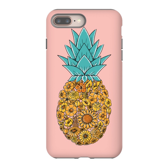 iPhone 7 plus StrongFit Pineapple Floral Pink by Coffee Man