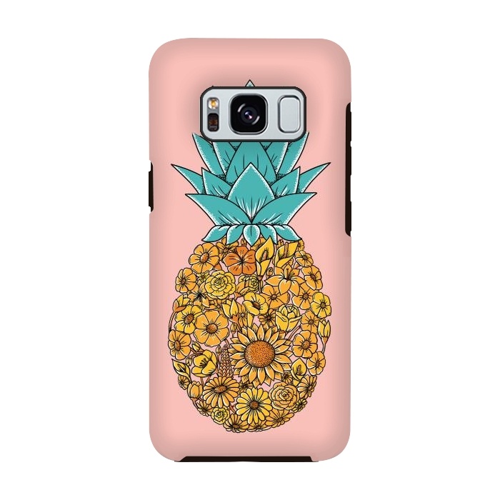Galaxy S8 StrongFit Pineapple Floral Pink by Coffee Man