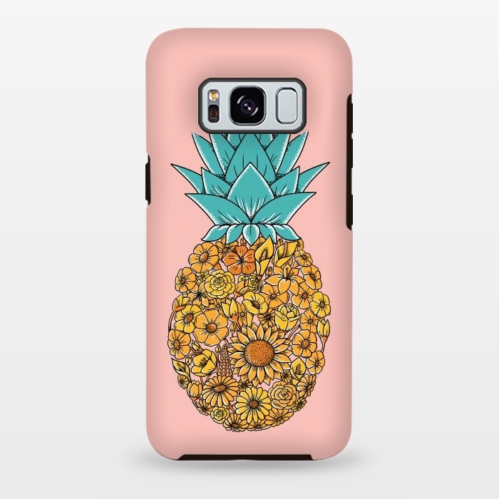 Galaxy S8 plus StrongFit Pineapple Floral Pink by Coffee Man