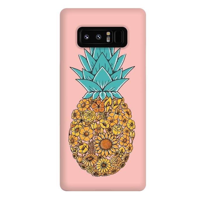 Galaxy Note 8 StrongFit Pineapple Floral Pink by Coffee Man