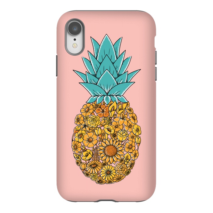 iPhone Xr StrongFit Pineapple Floral Pink by Coffee Man
