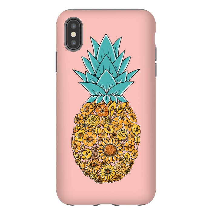 iPhone Xs Max StrongFit Pineapple Floral Pink by Coffee Man