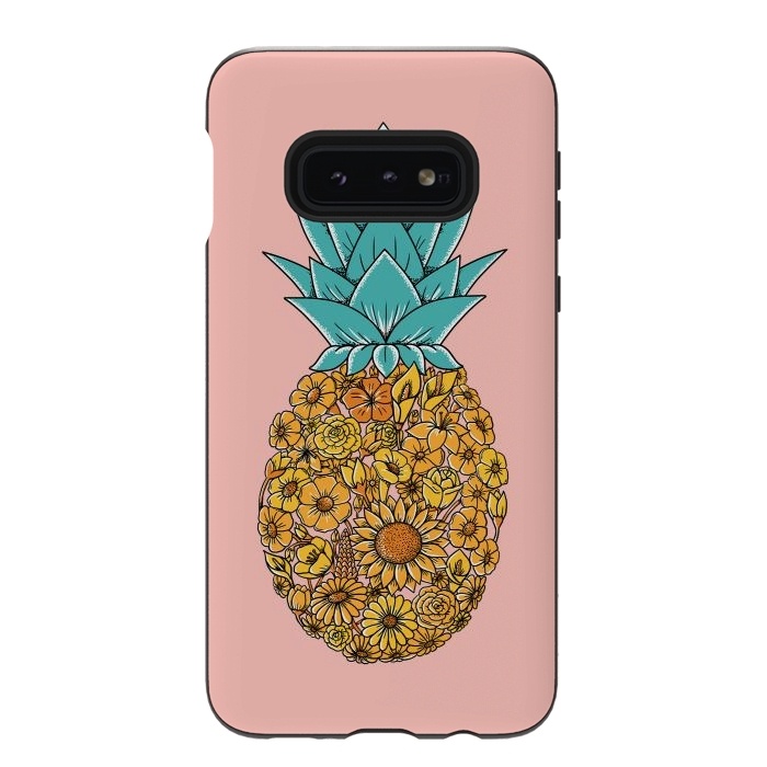 Galaxy S10e StrongFit Pineapple Floral Pink by Coffee Man