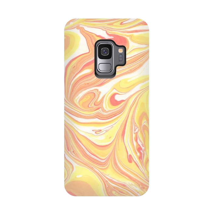 Galaxy S9 StrongFit yellow orange marble by haroulita