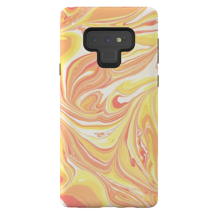 Galaxy Note 9 StrongFit yellow orange marble by haroulita