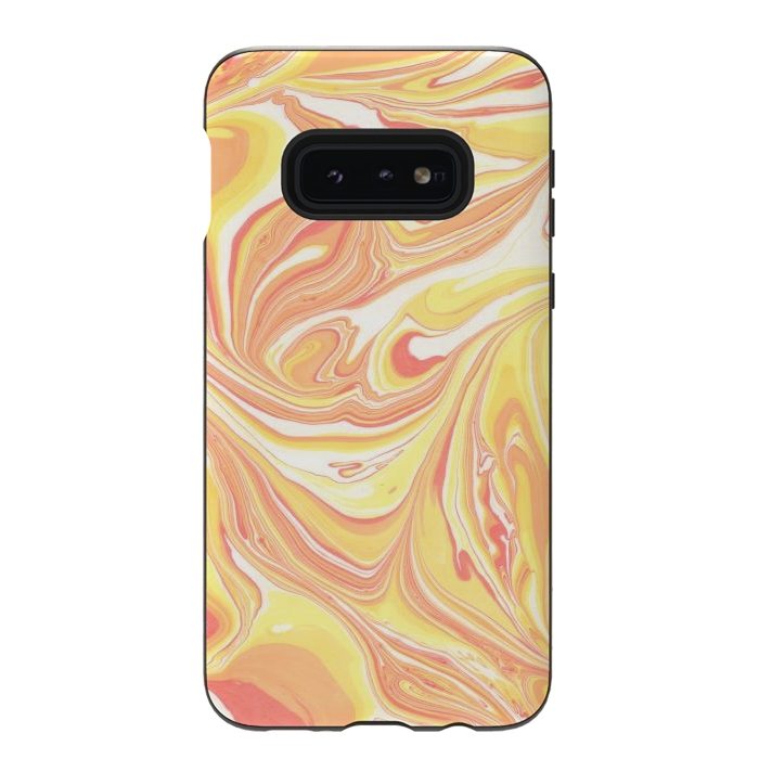 Galaxy S10e StrongFit yellow orange marble by haroulita
