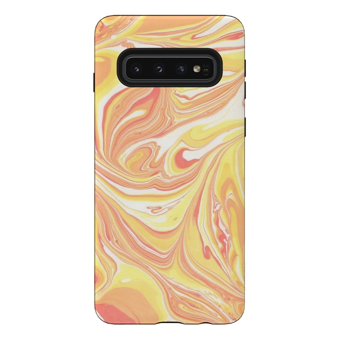 Galaxy S10 StrongFit yellow orange marble by haroulita
