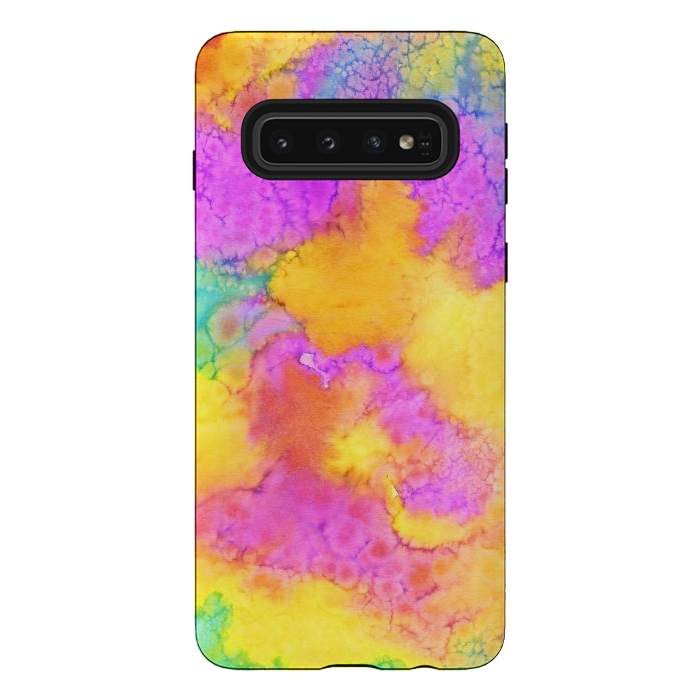 Galaxy S10 StrongFit watercolor abstract rainbow by haroulita