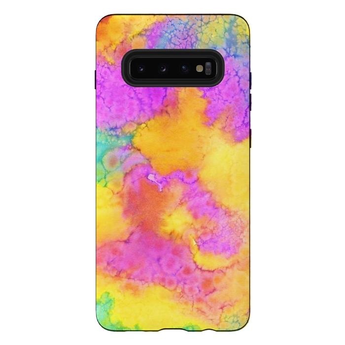 Galaxy S10 plus StrongFit watercolor abstract rainbow by haroulita