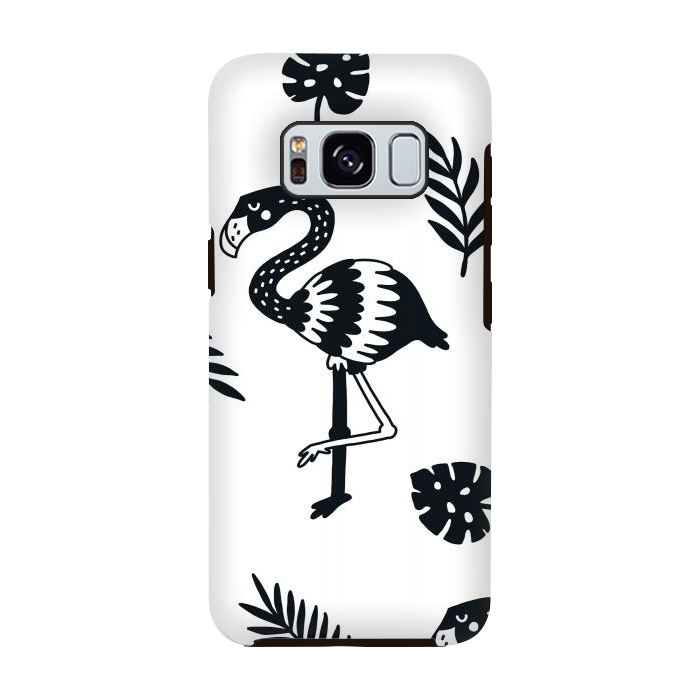 Galaxy S8 StrongFit black white flamingo by haroulita