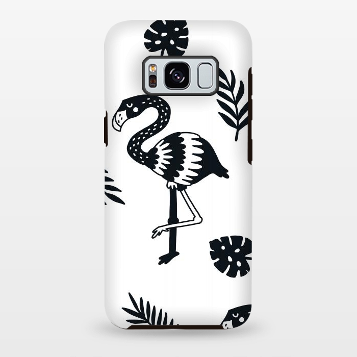 Galaxy S8 plus StrongFit black white flamingo by haroulita