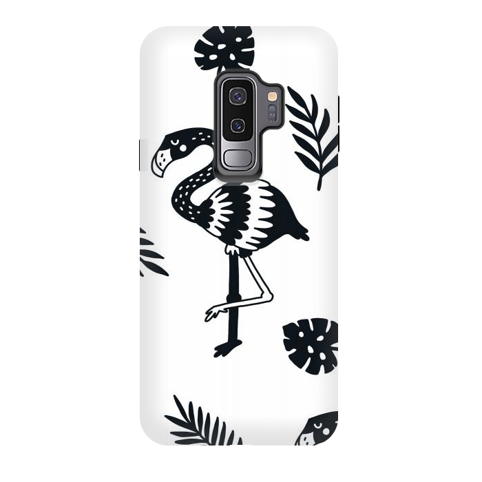 Galaxy S9 plus StrongFit black white flamingo by haroulita