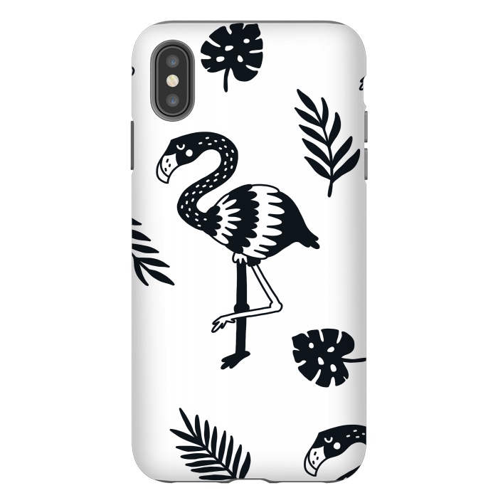 iPhone Xs Max StrongFit black white flamingo by haroulita
