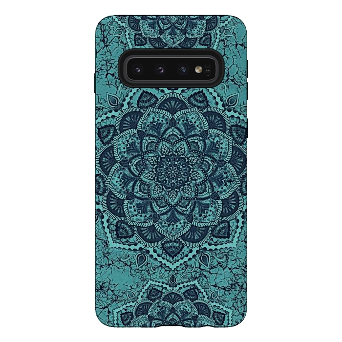 Galaxy S10 StrongFit Mandala flower marble by Jms