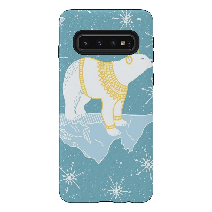 Galaxy S10 StrongFit white bear by haroulita