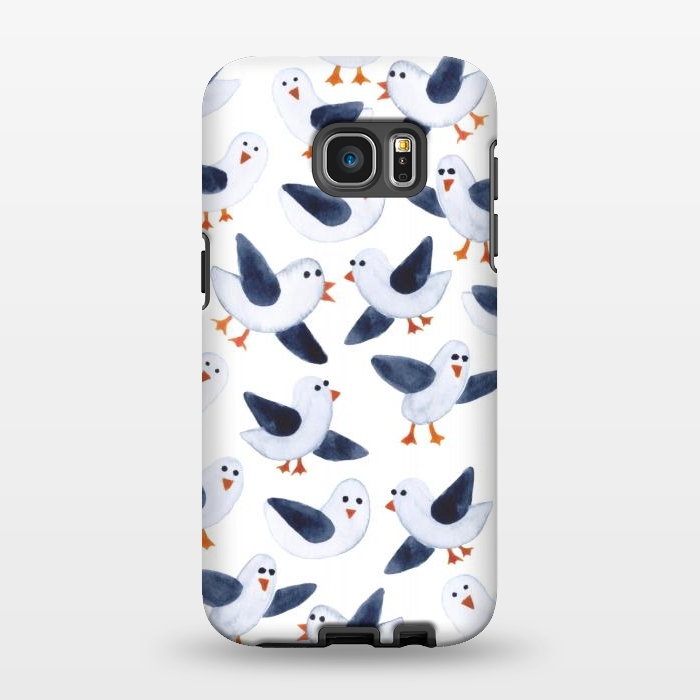 Galaxy S7 EDGE StrongFit Salt and Pepper Seagulls by gingerlique
