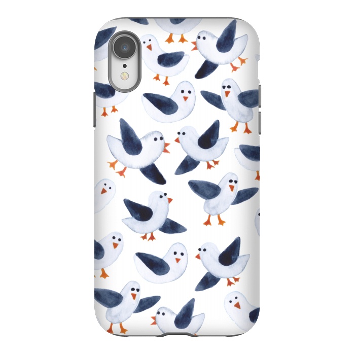 iPhone Xr StrongFit Salt and Pepper Seagulls by gingerlique