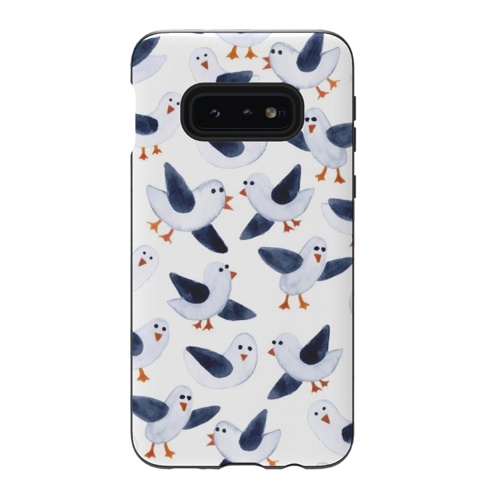 Galaxy S10e StrongFit Salt and Pepper Seagulls by gingerlique