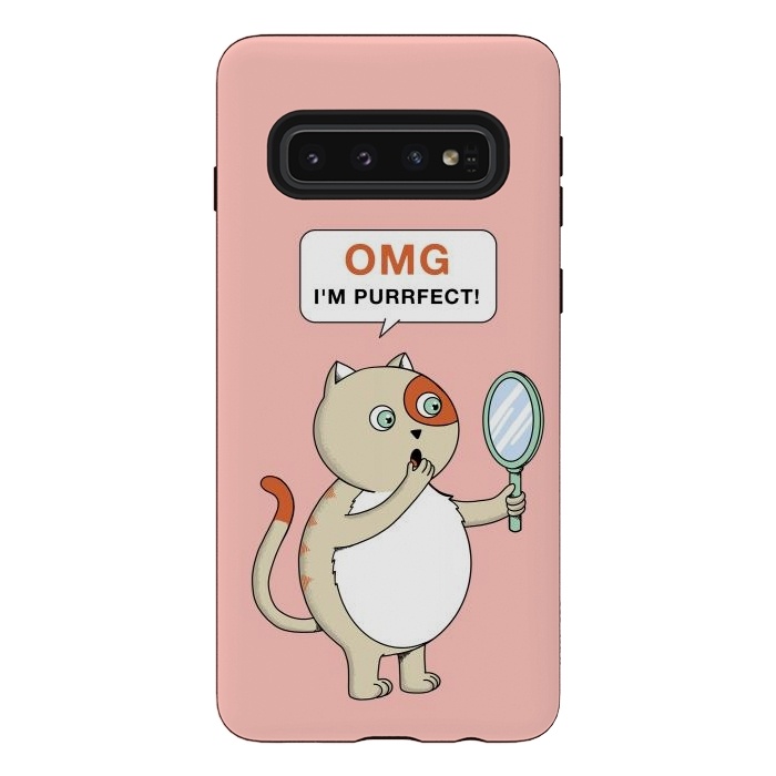 Galaxy S10 StrongFit Cat Perfect Pink by Coffee Man