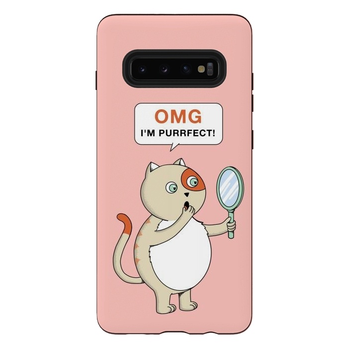 Galaxy S10 plus StrongFit Cat Perfect Pink by Coffee Man