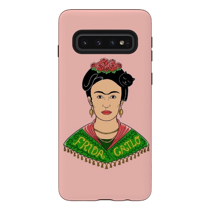 Galaxy S10 StrongFit Frida Catlo Pink by Coffee Man
