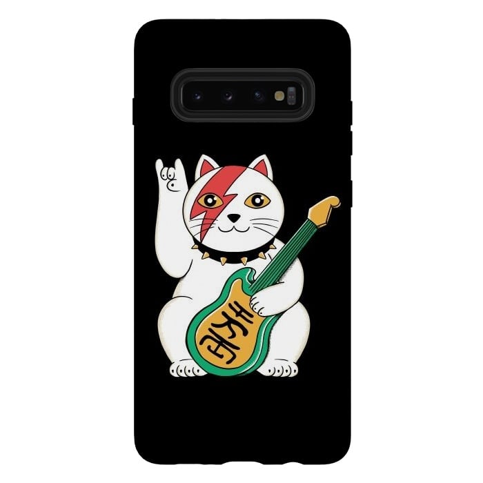 Galaxy S10 plus StrongFit Lucky Cat Black by Coffee Man