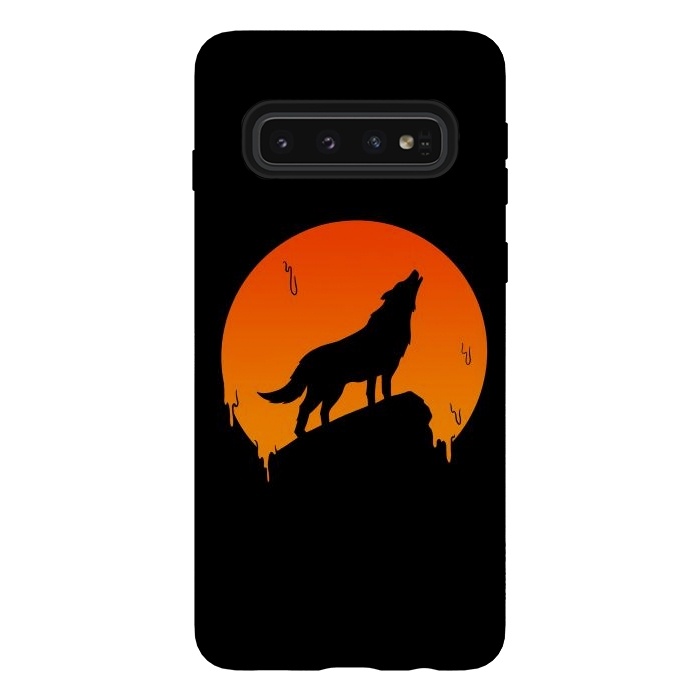 Galaxy S10 StrongFit Wolf and Moon by Coffee Man