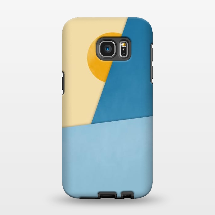 Galaxy S7 EDGE StrongFit Blue & Yellow Geometry by Creativeaxle
