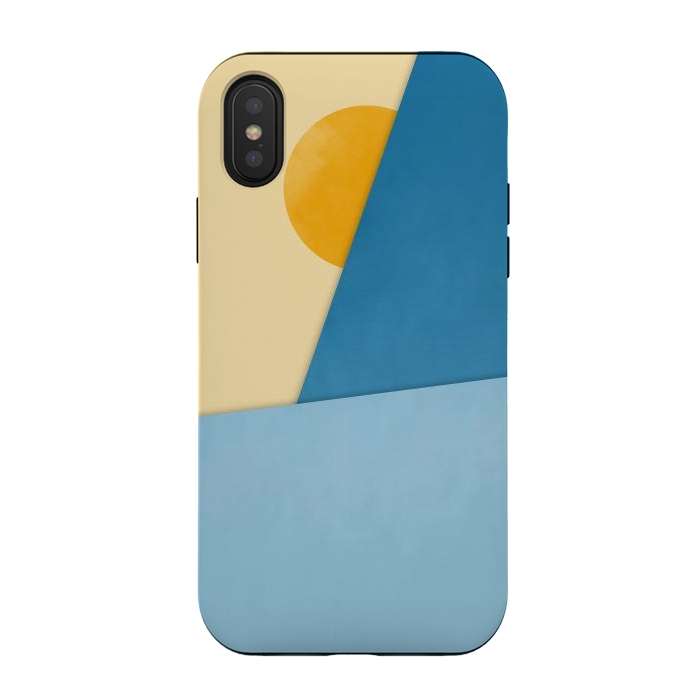 iPhone Xs / X StrongFit Blue & Yellow Geometry by Creativeaxle