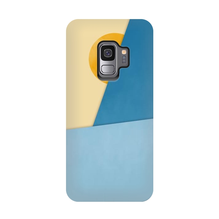 Galaxy S9 StrongFit Blue & Yellow Geometry by Creativeaxle
