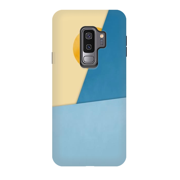 Galaxy S9 plus StrongFit Blue & Yellow Geometry by Creativeaxle