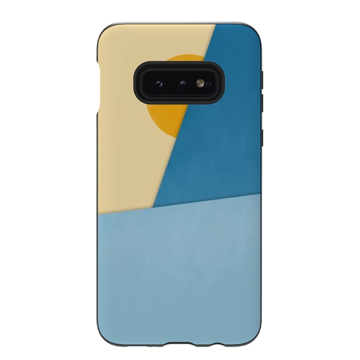 Galaxy S10e StrongFit Blue & Yellow Geometry by Creativeaxle