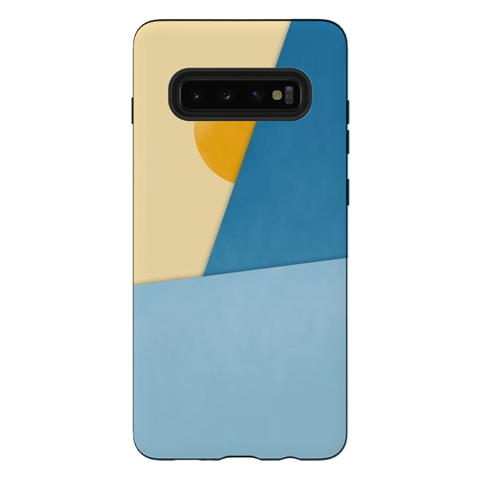 Galaxy S10 plus StrongFit Blue & Yellow Geometry by Creativeaxle