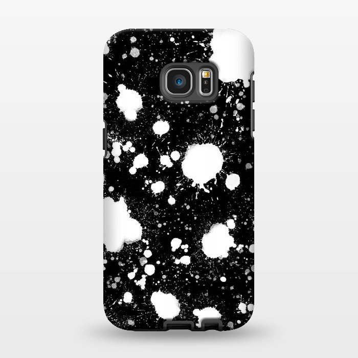 Galaxy S7 EDGE StrongFit Black and white paint splatter  by Melissa Pedersen