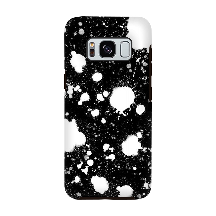 Galaxy S8 StrongFit Black and white paint splatter  by Melissa Pedersen
