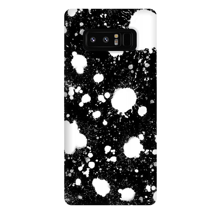 Galaxy Note 8 StrongFit Black and white paint splatter  by Melissa Pedersen
