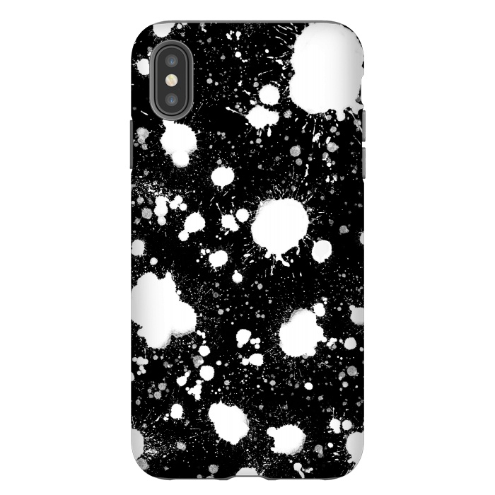 iPhone Xs Max StrongFit Black and white paint splatter  by Melissa Pedersen