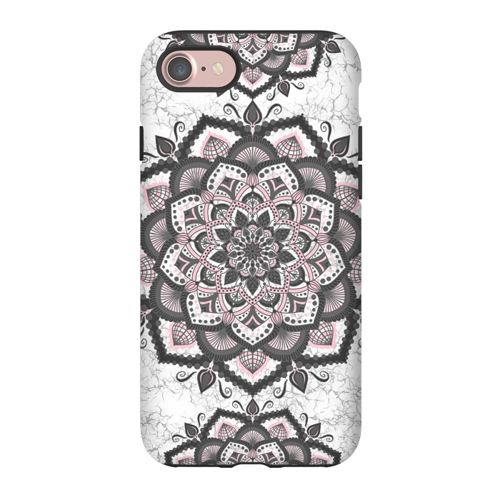 iPhone 7 StrongFit Black pink mandala flower by Jms