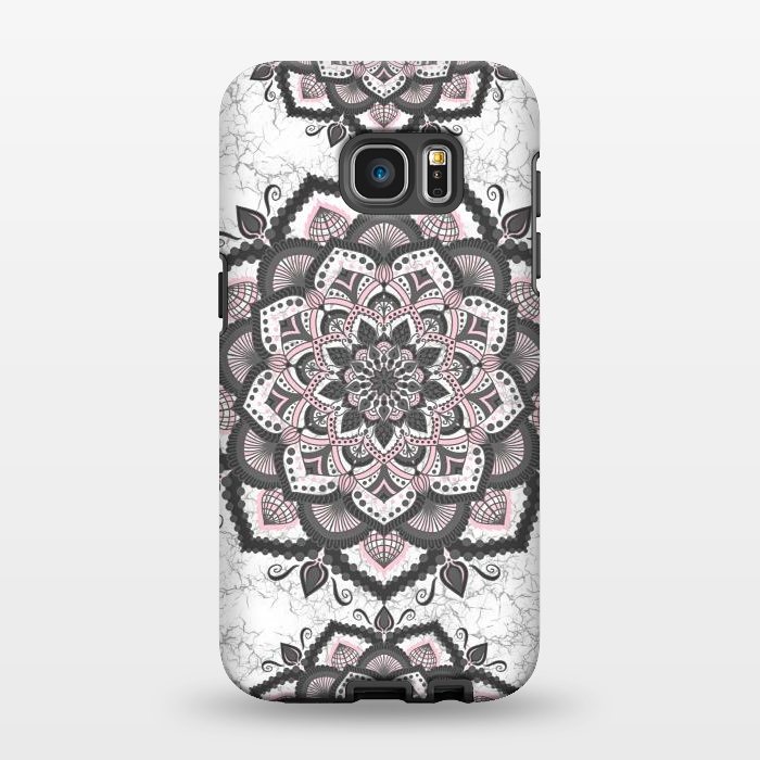 Galaxy S7 EDGE StrongFit Black pink mandala flower by Jms