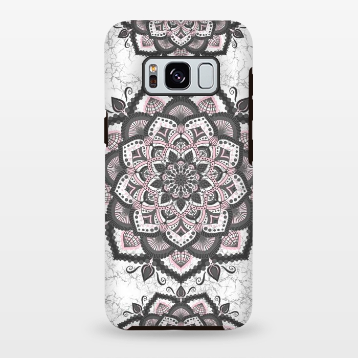 Galaxy S8 plus StrongFit Black pink mandala flower by Jms