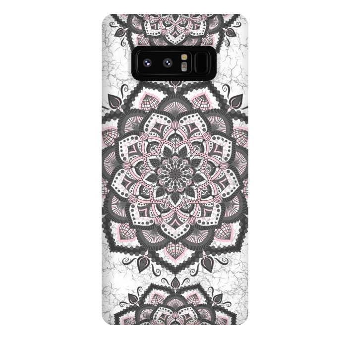 Galaxy Note 8 StrongFit Black pink mandala flower by Jms
