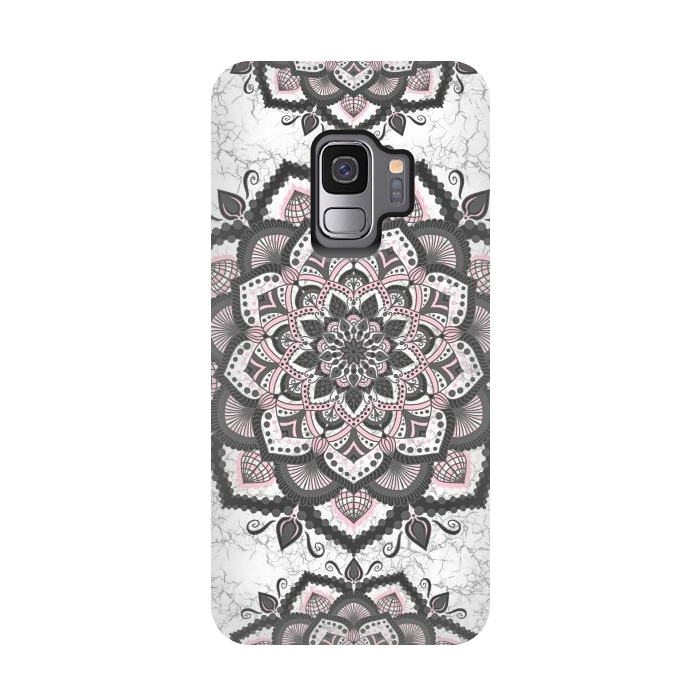 Galaxy S9 StrongFit Black pink mandala flower by Jms